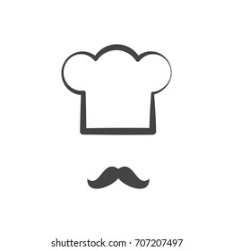 Chef cap with mustache isolated logotype icon