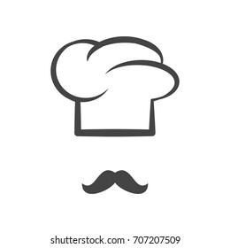 Chef cap with mustache isolated logotype icon