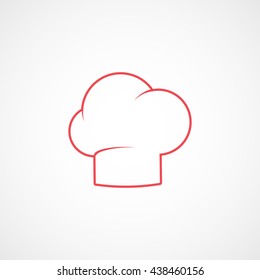 Chef Cap Red Line Icon On White Background