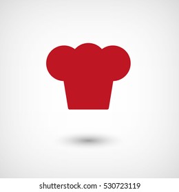 Chef cap - red vector  icon with shadow