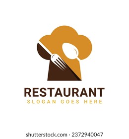 Diseño de la horquilla de diseño del logotipo del restaurante Cap del chef y logotipo de la cuchara