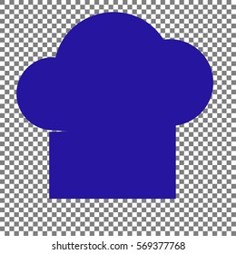 Chef cap sign. Blue icon on transparent background.