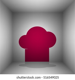 Chef cap sign. Bordo icon with shadow in the room.
