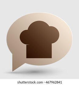 Chef cap sign. Brown gradient icon on bubble with shadow.