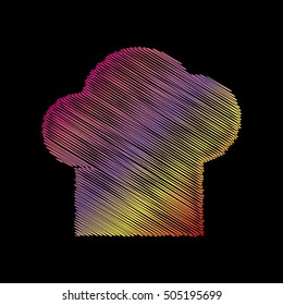Chef cap sign. Coloful chalk effect on black backgound.