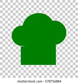 Chef cap sign. Dark green icon on transparent background.