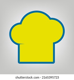 Chef cap sign. Icon in colors of Ukraine flag (yellow, blue) at gray Background. Illustration.