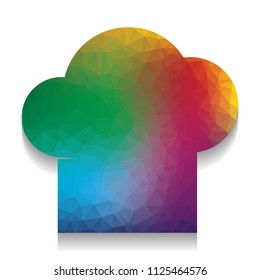Chef cap sign. Vector. Colorful icon with bright texture of mosaic with soft shadow on white background. Isolated.