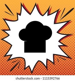 Chef cap sign. Vector. Comics style icon on pop-art background.