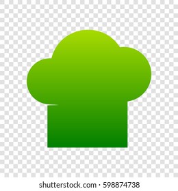 Chef cap sign. Vector. Green gradient icon on transparent background.