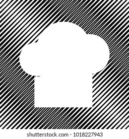 Chef cap sign. Vector. Icon. Hole in moire background.