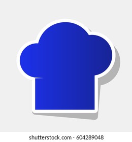 Chef cap sign. Vector. New year bluish icon with outside stroke and gray shadow on light gray background.
