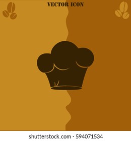 Chef cap vector  icon Coffee symbol background.