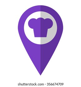 Chef cap - vector icon;  violet map pointer