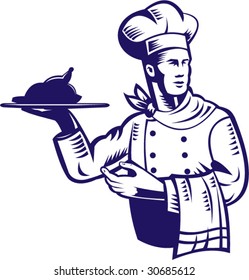 Chef carrying a plate of food