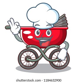Chef cartoon baby stroller in the beach