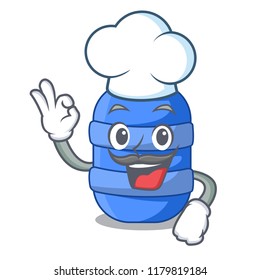 Chef cartoon big plastic barrel for chemical