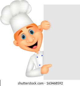 Chef cartoon with blank sign