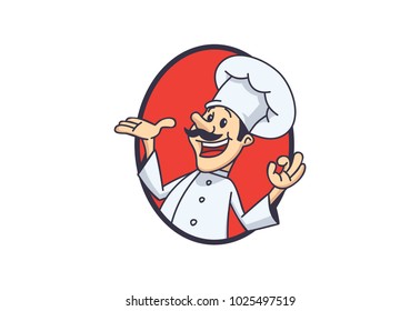 chef cartoon character illustration. editable. badge. logo