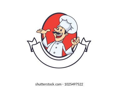 chef cartoon character illustration. editable. badge. logo