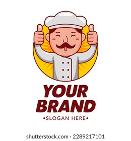 Chef Cartoon Character Logo Vector Template