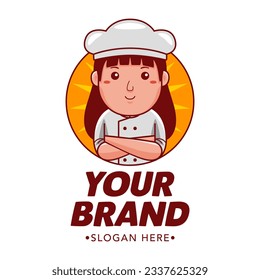 Chef Cartoon Character Logo Vector Template
