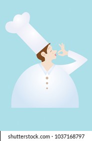 A chef  cartoon character  a perfect hand gesture