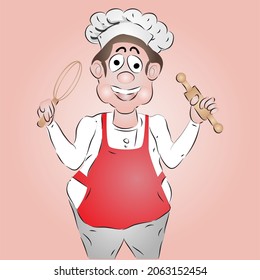 Ilustración del vector de caracteres de dibujos animados del chef