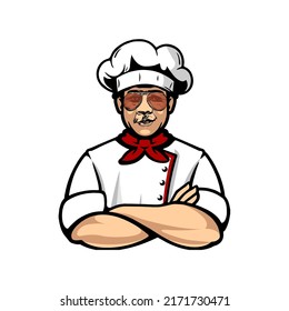 Logo del personaje de la caricatura del chef vectorial