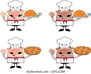 Chef Cartoon Characters 5. Vector Collection Set