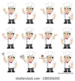 Chef cartoon collection. A character set of an  chef in various poses. Vector illustration in cartoon style - Vector