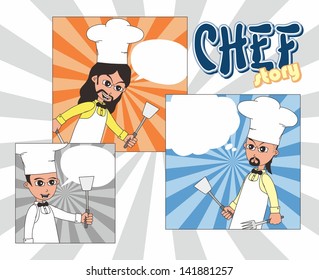 chef cartoon comic set story