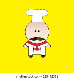 chef cartoon for cook on yellow background