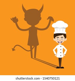 Chef Cartoon - Devil Person Standing With Fake Smile