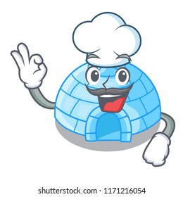 Chef cartoon dome igloo ice house snow