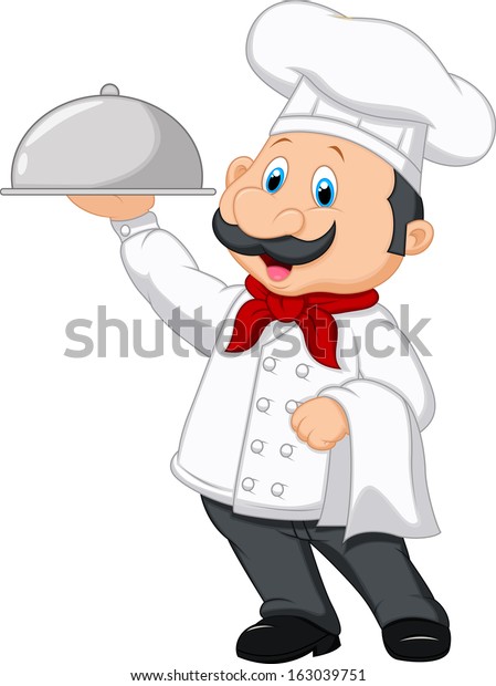 Chef Cartoon Holding Platter Stock Vector (royalty Free) 163039751 