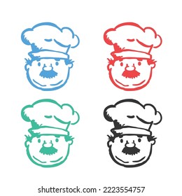 Chef Cartoon icon,  Kitchen Chef hat icon, chef  logo vector icons in multiple colors 