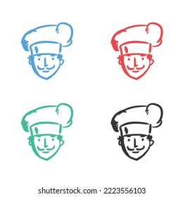 Chef Cartoon icon,  Kitchen Chef hat icon, chef  logo vector icons in multiple colors