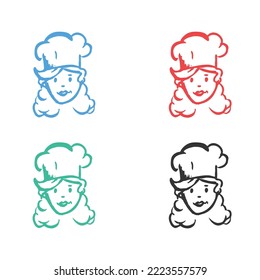 Chef Cartoon icon,  Kitchen Chef hat icon, chef  logo vector icons in multiple colors 