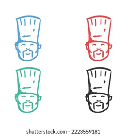 Chef Cartoon icon,  Kitchen Chef hat icon, chef  logo vector icons in multiple colors 