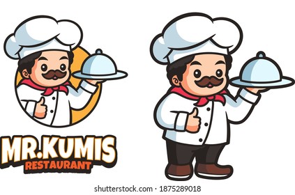Chef Cartoon Logo Design Isolated Background