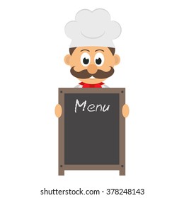 chef cartoon with menu board