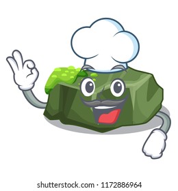 Chef cartoon moss grow on sea rock