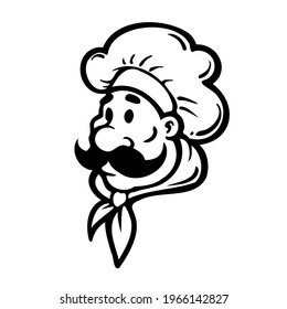 chef cartoon outline vector illustration for logo, icon, design