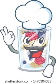 Chef cartoon parfait in the a fridge