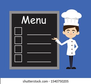 Chef Cartoon - Presenting Menu List