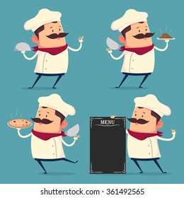 Chef cartoon set in retro style 