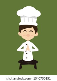 Chef Cartoon - Sitting and Praying