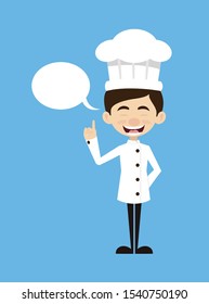 Chef Cartoon - Smiling and Pointing to Speech Bubble