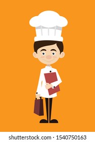 Chef Cartoon - Standing with File and Briefcase